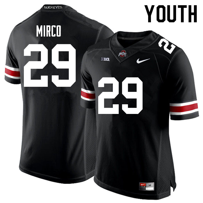 Youth Ohio State Buckeyes #29 Jesse Mirco Black Authentic College Stitched Football Jersey 23FZ047TW